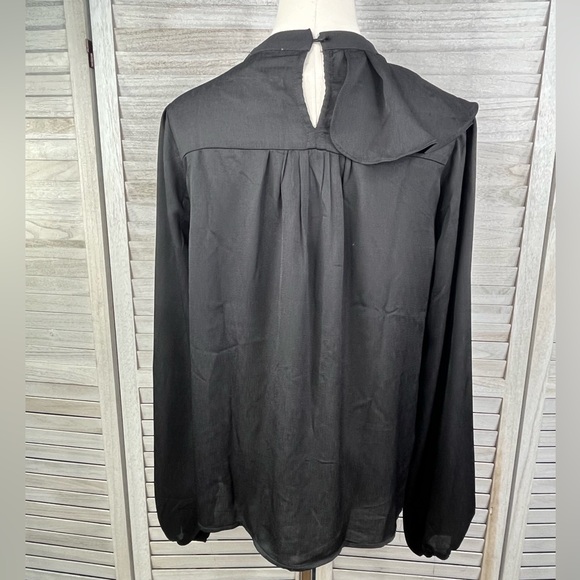 ANDREE (By Unit) Black Semi Sheer Ruffle Front Blouse-Medium - Picture 2 of 2